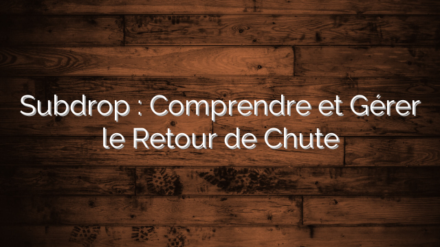 Subdrop : Comprendre et Gérer le Retour de Chute